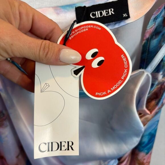 Brand new with tags Cider SATIN RUCHED SPLIT MIDI CAMI DRESS Size XL - Picture 12 of 15